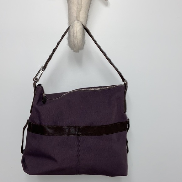 Tod’s leather and fabric purse bag - pockets and chrome hardware “T” - Picture 2 of 13